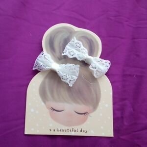 White Lace Hair Bows for Kids